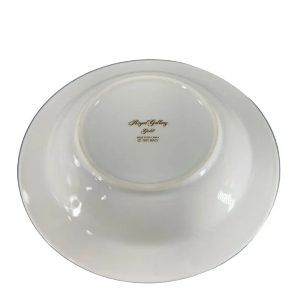 Royal Gallery‎ Gold Deep Dish Plates Macy 1991 Porcelain Made In Sri Lanka Set 2